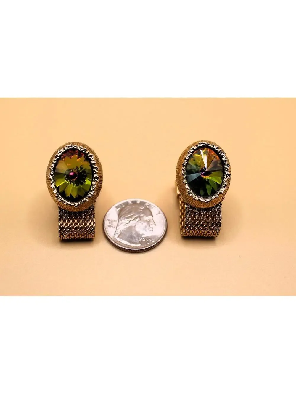 Vintage SWANK Wraparound Rivoli Watermelon Cuff Links